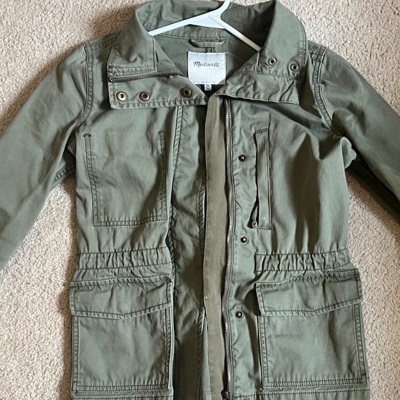 **Madewell "Passage Jacket" | XXS | Army Surplus Green | Cinch Waist | Pockets** - Picture 3 of 12